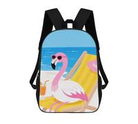 FodPand Heavy-Duty Laptop Backpack 17 Inch - 600D Polyester Tropical Flamingo Cartoon Backpack Lightweight Shoulder Bag Casual Daypack for Men & Women, Travel Hiking Camping