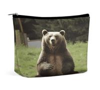 FodPand Hi Bear Sit on The Lawn Makeup Bag Portable Travel Makeup Pouch Cosmetic Bags Zipper Bag Small Toiletry Pouch For Women