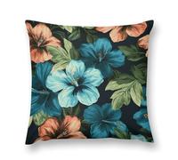 FodPand Hibiscus Flowers Pattern Throw Pillow Covers 20 "x20 Decorative Plush Pillowcase with Hidden Zipper Double-Sided Boho Farmhouse Cushion Case for Sofa Bed Chair, Holiday Decor, Home Gift