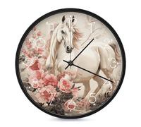 FodPand Horse Image Silent Non-Ticking Wall Clock 10 Inch Modern Round Clock for Living Room, Kitchen, Bedroom, Office, Decorative Clocks with Easy Read Numbers