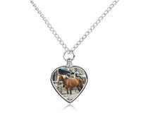FodPand Horse in The Street Pet Urn Necklace, Cremation Keepsake Pendant | Heart Cat Ashes Necklace for Women Men, Memorial Keepsake Jewelry for Lost dog, Waterproof Cat Urn Locket for Ashes