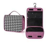 FodPand Houndstooth Black Hanging Toiletry Bag Waterproof Bathroom Toiletry Bag Compartments Multifunctional Makeup Bag Makeup And Toiletries Organizer Travel Toiletries Bags