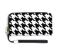 FodPand Houndstooth Black Long Wallet Multi-card Slot Wallet Large Capacity Long Purse Zip Wristlet Purse,Women Men