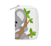 FodPand Hugging Tree Koala Credit Card Holder Compact Leather Card Wallet Zipper Portable Id Purse 20 Cards Slots