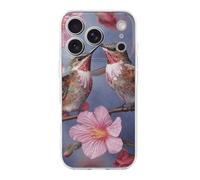 FodPand Humming Birds with Pink Phone Case for iPhone 17 TPU Hard Phone Protective Cover Anti-Scratch Shockproof Minimalist Aesthetic Case for Women & Men Transparent