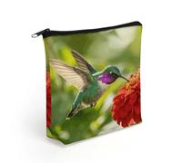 FodPand Hummingbird Flowers Makeup Bag with Sturdy Zipper，Linen Material Storage Bag,Large Capacity And Multi-Purpose Cosmetic Bag for Daily Life, Travel, Outings, Business Trips And Other Occasions