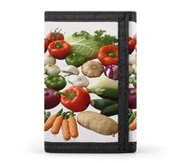 FodPand Introduction of Various Vegetables Wallet,Portable Three Folds Wallet Sturdy With Hanging Buckle Zipper Wallets for Man Woman