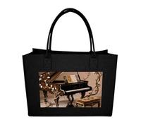 FodPand Ivy Covered Piano Felt Tote Bag Reusable Large Handbag | Foldable Grocery Shopping Bag for Women Men, Daily Commute, Work,Travel, Lightweight, Christmas Gift Bags