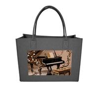 FodPand Ivy Covered Piano Felt Tote Bag Reusable Large Handbag | Foldable Grocery Shopping Bag for Women Men, Daily Commute, Work,Travel, Lightweight, Christmas Gift Bags