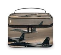 FodPand Jet Fighter Makeup Bag,Portable Large Capacity Travel Cosmetic Bag Adjustable Lightweight Hand-held Makeup Box for Women Daily Use
