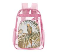 FodPand Jungle Vine Parrot Clear Mini Backpack Transparent Backpacks PVC See Through Clear Bag for Work Travel, Pink, 43X32.5cm, Daypack Backpacks