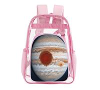 FodPand Jupiter Great Red Spot Clear Mini Backpack Transparent Backpacks PVC See Through Clear Bag for Work Travel, Pink, 43X32.5cm