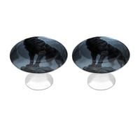 FodPand Kitchen Cabinet Knobs 2 Pack 1.1 Inch Drawer Knobs with Screws Single Hole Ferocious Howling Wolf Dresser Handles Stainless Steel Hardware for Bathroom Cupboard Furniture Closet Wardrobe Door