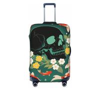 FodPand Koi Fish Skull Travel Luggage Cover Elastic Suitcase Cover Protector Anti-Scratch Luggage Protector Universal Washable Travel Sleeve Baggage Case Fits 18-32 Inch Suitcase, Black, M