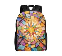 FodPand Laptop Backpack Large Capacity Carry On Backpack for Men Women Business Work Bag Abstract Sharks Casual Daypack, Stained Glass Dragonfly, One size