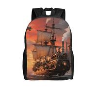 FodPand Laptop Backpack Large Capacity Carry On Backpack for Men Women Business Work Bag Art Red Wine Galsses Grapes Casual Daypack, Sunset and Sailboat, One Size, Travel Backpacks