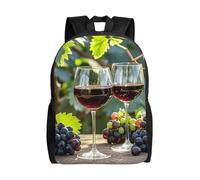FodPand Laptop Backpack Large Capacity Carry On Backpack for Men Women Business Work Bag Art Red Wine Galsses Grapes Casual Daypack, Art Red Wine Galsses Grapes, One Size, Travel Backpacks