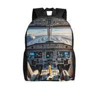 FodPand Laptop Backpack Large Capacity Carry On Backpack for Men Women Business Work Bag Art Red Wine Galsses Grapes Casual Daypack, Airplane Cockpit, One Size, Travel Backpacks