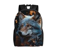 FodPand Laptop Backpack Large Capacity Carry On Backpack for Men Women Business Work Bag Autumn leaves and a wolf Casual Daypack, Autumn Leaves and a Wolf, One Size, Travel Backpacks