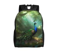 FodPand Laptop Backpack Large Capacity Carry On Backpack for Men Women Business Work Bag Autumn leaves and a wolf Casual Daypack, Peacock in Forest, One Size, Travel Backpacks