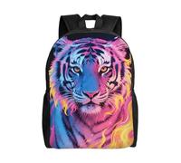 FodPand Laptop Backpack Large Capacity Carry On Backpack for Men Women Business Work Bag Cartoon Owl Snow Casual Daypack, Blue and Yellow Fire Tiger, One size