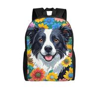 FodPand Laptop Backpack Large Capacity Carry On Backpack for Men Women Business Work Bag Chicken on a branch Casual Daypack, Border Collie Florals, One size