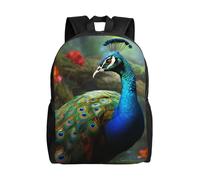FodPand Laptop Backpack Large Capacity Carry On Backpack for Men Women Business Work Bag Colorful Sugar Skull Casual Daypack, Colorful Peacock, One Size, Travel Backpacks