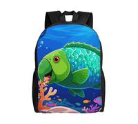 FodPand Laptop Backpack Large Capacity Carry On Backpack for Men Women Business Work Bag Cool Dragon Standing on the Cliff Edge Casual Daypack, Color Fish, One size