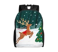 FodPand Laptop Backpack Large Capacity Carry On Backpack for Men Women Business Work Bag Cool Dragon Standing on the Cliff Edge Casual Daypack, Christmas Tree Elk, One size