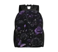FodPand Laptop Backpack Large Capacity Carry On Backpack for Men Women Business Work Bag Delicious blueberries Casual Daypack, Dark Floral Butterfly, One Size, Travel Backpacks