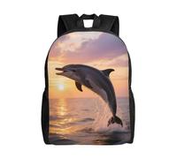 FodPand Laptop Backpack Large Capacity Carry On Backpack for Men Women Business Work Bag Dragonflies Casual Daypack, Dolphin Sunset, One size
