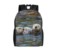 FodPand Laptop Backpack Large Capacity Carry On Backpack for Men Women Business Work Bag Eagle Flag Casual Daypack, Two Couple Otter, One size