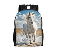 FodPand Laptop Backpack Large Capacity Carry On Backpack for Men Women Business Work Bag Eagle Flag Casual Daypack, White Horse, One size