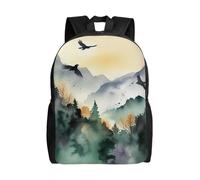 FodPand Laptop Backpack Large Capacity Carry On Backpack for Men Women Business Work Bag Fireflies Casual Daypack, Mountain Birds Watercolor, One size