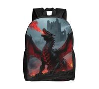 FodPand Laptop Backpack Large Capacity Carry On Backpack for Men Women Business Work Bag Giraffe in the Sun Casual Daypack, Cool Red and Black Medieval Fantasy Dragon, One Size, Travel Backpacks