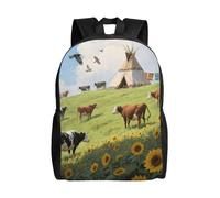 FodPand Laptop Backpack Large Capacity Carry On Backpack for Men Women Business Work Bag Giraffe in the Sun Casual Daypack, Cow Sunflower Navajo, One size