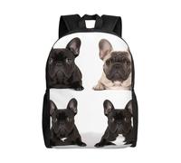 FodPand Laptop Backpack Large Capacity Carry On Backpack for Men Women Business Work Bag Gold White Butterflies Black Casual Daypack, French Bulldog, One Size, Travel Backpacks