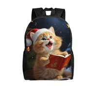 FodPand Laptop Backpack Large Capacity Carry On Backpack for Men Women Business Work Bag Golden Retrievers Casual Daypack, Cute Cat Sing Christmas Carols, One Size, Travel Backpacks