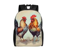 FodPand Laptop Backpack Large Capacity Carry On Backpack for Men Women Business Work Bag Golden Retrievers Casual Daypack, Rooster and Hen, One Size, Travel Backpacks