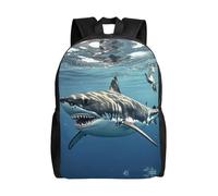 FodPand Laptop Backpack Large Capacity Carry On Backpack for Men Women Business Work Bag Hawaii Flower Casual Daypack, Great White Shark, One size