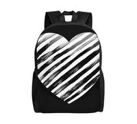 FodPand Laptop Backpack Large Capacity Carry On Backpack for Men Women Business Work Bag Ice cream rainbow gradient Casual Daypack, Black and White Striped Heart, One Size, Travel Backpacks