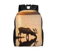 FodPand Laptop Backpack Large Capacity Carry On Backpack for Men Women Business Work Bag Moose Casual Daypack, Landscape Moose in the River, One Size, Travel Backpacks