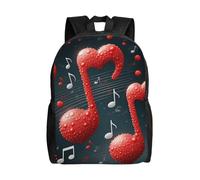 FodPand Laptop Backpack Large Capacity Carry On Backpack for Men Women Business Work Bag Ocean Tree Casual Daypack, Music Notes With Red Love Heart, One size