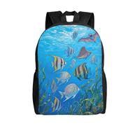 FodPand Laptop Backpack Large Capacity Carry On Backpack for Men Women Business Work Bag Pink Strawberry Casual Daypack, Ocean Fish, One size