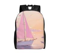 FodPand Laptop Backpack Large Capacity Carry On Backpack for Men Women Business Work Bag Retro Cassette Tape Casual Daypack, Pink Sea, One size