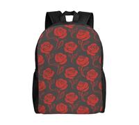 FodPand Laptop Backpack Large Capacity Carry On Backpack for Men Women Business Work Bag Retro Cassette Tape Casual Daypack, Red Rose Flowers, One size