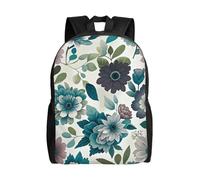 FodPand Laptop Backpack Large Capacity Carry On Backpack for Men Women Business Work Bag Truck in Snow Casual Daypack, Teal Grey and White Floral, One Size, Travel Backpacks
