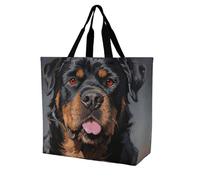 FodPand Large Tote Bag for Women - Foldable Reusable Grocery Bags Heavy Duty Cool Rottweiler Dog Art Shopping Bag with Handle