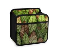 FodPand Leaf Vein Green Car Seat Organizer Backseat with Storage Pockets, Multipurpose Car Organizer Hanging, Cars Trash Bag Can,Premium PU Leather Garbage Can Large Capacity