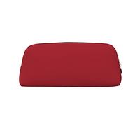 FodPand Leather Makeup Bag for Purse Travel, Amaranth red Pencil Case Zipper Toiletry Bag Small Cosmetic Bag, Silver, One size